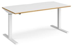 Elev 1600mm Electric Height Adjustable Desk In White And Oak