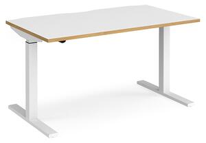 Elev 1400mm Electric Height Adjustable Desk In White And Oak