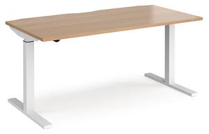 Elev 1600mm Electric Height Adjustable Desk In Beech And White