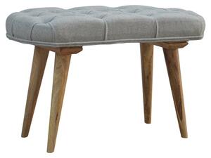 Aqua Fabric Deep Button Hallway Bench In Grey Tweed And Oak Ish