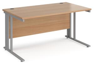 Melor 1400mm Cable Managed Computer Desk In Beech And Silver