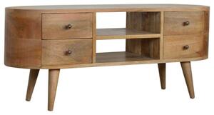 Wooden Circular TV Stand In Oak Ish With 4 Drawers