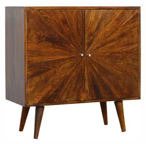 Milena Wooden Sunrise Pattern Storage Cabinet In Chestnut