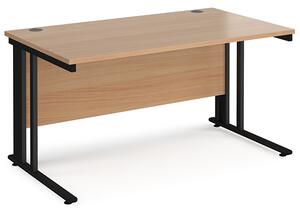 Melor 1400mm Cable Managed Computer Desk In Beech And Black