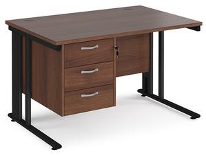 Melor 1200mm Computer Desk In Walnut And Black With 3 Drawers
