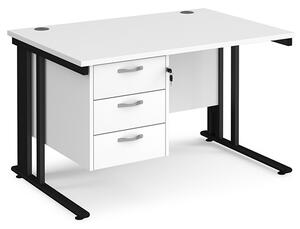 Melor 1200mm Computer Desk In White And Black With 3 Drawers