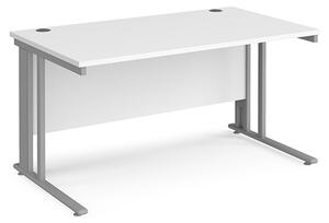 Melor 1400mm Cable Managed Computer Desk In White And Silver