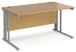 Melor 1400mm Cable Managed Computer Desk In Oak And Silver