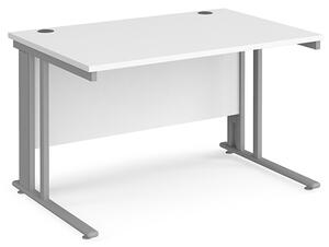 Melor 1200mm Cable Managed Computer Desk In White And Silver
