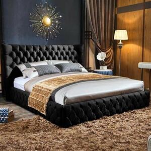 Radium Plush Velvet Upholstered Single Bed In Black