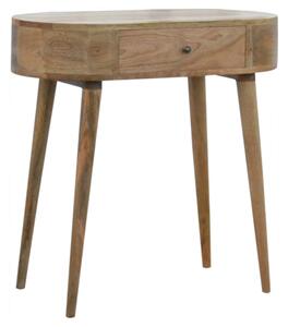 Wooden Circular Console Table In Oak Ish With 1 Drawer