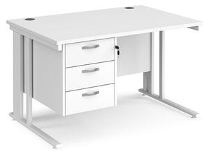 Melor 1200mm Computer Desk In White And White With 3 Drawers