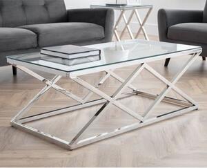 Balesego Clear Glass Top Coffee Table With Chrome Base