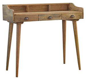 Ouzel Wooden Gallery Back Study Desk In Oak Ish With 3 Drawers