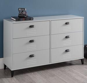 Laasya Wooden Chest Of Drawers In Grey With 6 Drawers