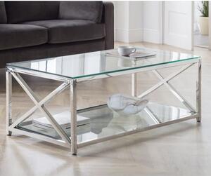 Maemi Glass Coffee Table With Chrome Stainless Steel Frame