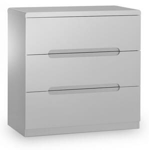 Magaly Wooden Chest Of Drawers In Grey High Gloss With 3 Drawers