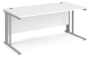 Melor 1600mm Cable Managed Computer Desk In White And Silver