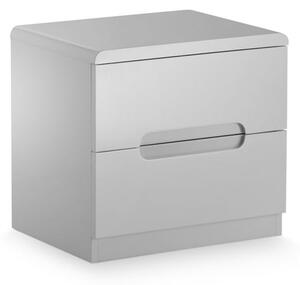 Magaly Wooden Bedside Cabinet In Grey High Gloss With 2 Drawers