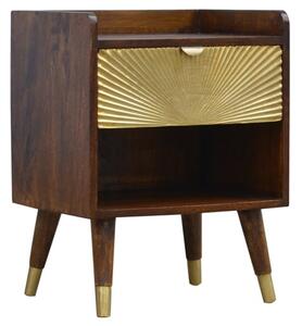 Manila Wooden Bedside Cabinet In Chestnut Gold With 1 Drawer