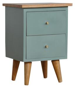 Berth Wooden Bedside Cabinet In Green Hand Painted And Oak