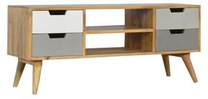 Nobly Wooden TV Stand In Grey And White With 4 Drawers 2 Shelves