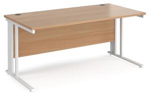 Melor 1600mm Cable Managed Computer Desk In Beech And White