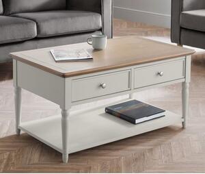 Pacari Coffee Table In Limed Oak And Grey With 2 Drawers