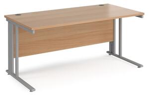 Melor 1600mm Cable Managed Computer Desk In Beech And Silver