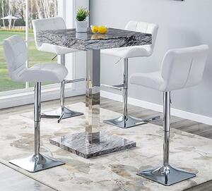 Topaz Melange Marble Effect Bar Table 4 Candid White Stools