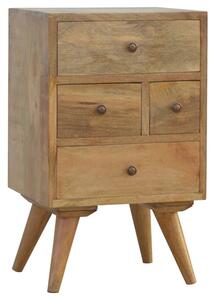 Neligh Wooden Bedside Cabinet In Natural Oak Ish With 4 Drawers