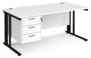 Melor 1600mm Computer Desk In White And Black With 3 Drawers