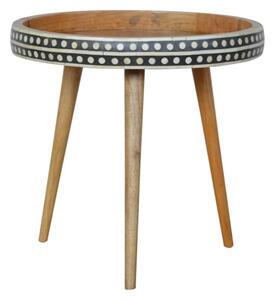 Ouzel Wooden Nordic Style End Table In Bone Inlay And Oak