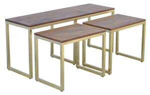 Nutty Wooden Set Of 3 Coffee Tables In With Gold Base