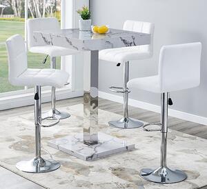 Topaz Diva Marble Effect Gloss Bar Table 4 Coco White Stools