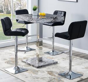 Topaz Melange Marble Effect Bar Table 4 Candid Black Stools