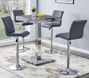 Topaz Melange Marble Effect Bar Table 4 Ripple Grey Stools