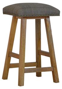 Trenton Wooden Bar Stool In Oak Ish With Multi Tweed Fabric Seat