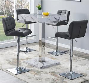 Topaz Diva Marble Effect Gloss Bar Table 4 Candid Grey Stools