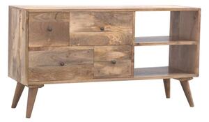 Neligh Wooden TV Stand In Natural Oak Ish With 2 Shelves