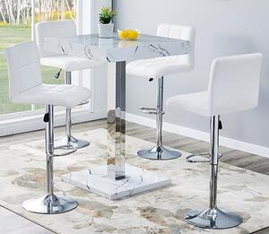 Topaz Vida Marble Effect Gloss Bar Table 4 Coco White Stools