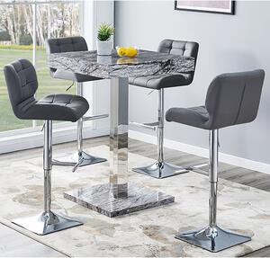 Topaz Melange Marble Effect Bar Table 4 Candid Grey Stools