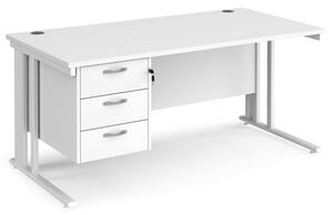 Melor 1600mm Computer Desk In White And White With 3 Drawers