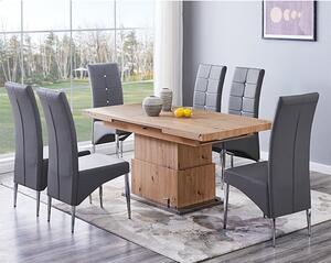 Elgin Convertible Sonoma Oak Dining Table 6 Vesta Grey Chairs