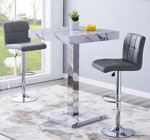 Topaz Diva Marble Effect Gloss Bar Table 2 Coco Grey Stools