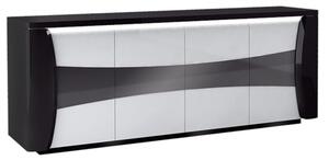 Zaire LED Sideboard In Black And White High Gloss With 4 Doors