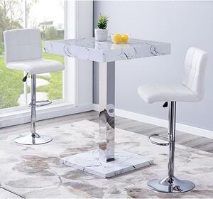 Topaz Vida Marble Effect Gloss Bar Table 2 Coco White Stools