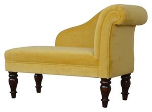 Cassia Velvet Lounge Chaise Chair In Mustard