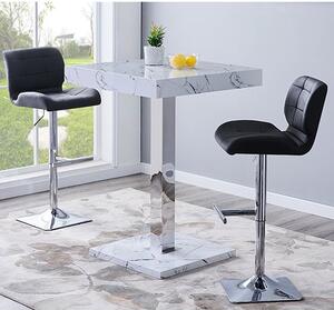 Topaz Vida Marble Effect Gloss Bar Table 2 Candid Black Stool