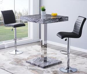 Topaz Melange Marble Effect Bar Table 2 Ripple Black Stools